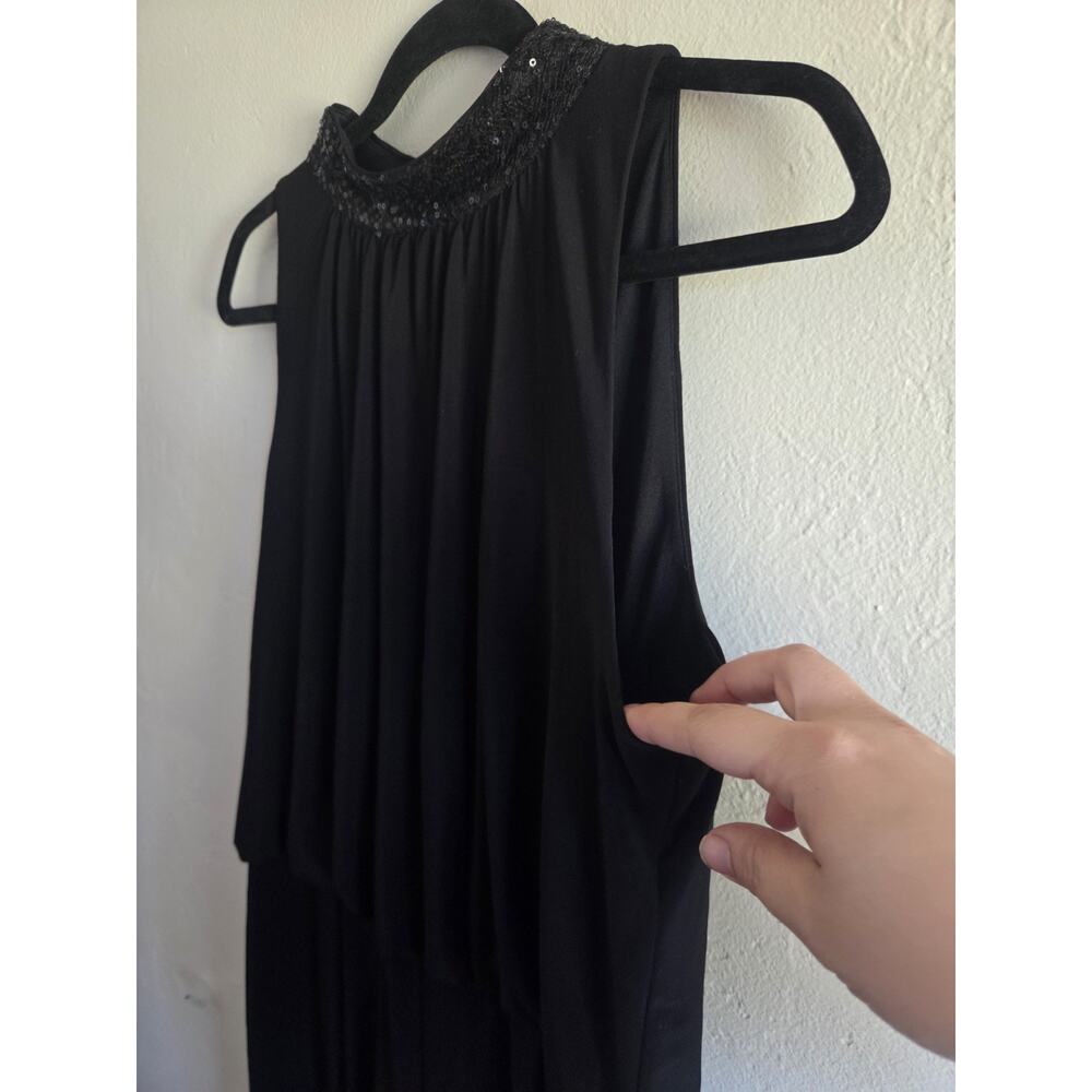 Lauren Ralph Lauren Black Jumpsuit Sz 14 Sleeveless Sequin High Neck Wide-Leg - Picture 4 of 14